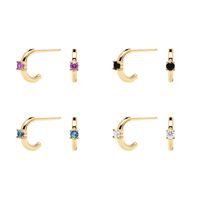 European And American Multicolor Zircon C-shaped Earrings Simple Earrings main image 1