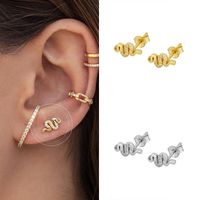 Sterling Silver Needle Europe And America Cross Border Ins Snake-shaped Diamond-embedded Small Animal Mix And Match Simple Stud Earrings Women's Fashion Trend main image 5