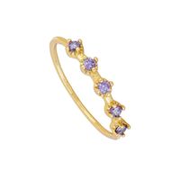 New Elegant Copper Ring Tail Ring With Purple Round Zircon Plated 18k Gold Fashion Female Ring Wholesale main image 1