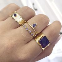 New Elegant Copper Ring Tail Ring With Purple Round Zircon Plated 18k Gold Fashion Female Ring Wholesale main image 5