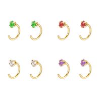 Inlaid Colorful Zircon Earrings Classic Geometric Ear Buckle Personality Wild Earrings main image 1