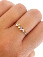 European And American Fashion Creative Butterfly Horse Dazzling Ring Cross-border New Arrival 18k Real Gold Micro Inlaid Color Zircon Copper Ring main image 5