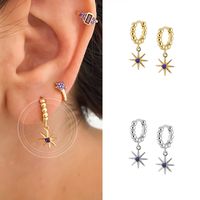 Europe And America Cross Border Sterling Silver Needle Simple Fashion All-match Eight Awn Star Earrings Female Earrings With Diamond Ear Studs Earrings Female main image 5