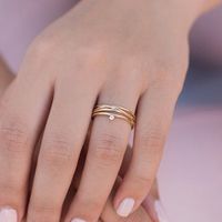 Cross-border Hot Sale Multilayer Diamond Copper Ring Female European And American Ins Simple Cold Style Zircon 18k Gold Index Finger Female Ring main image 5