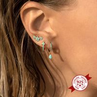 Cross-border European And American Personality Fashion Micro-inlaid Zircon Geometric Copper Earrings main image 3