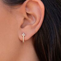 Cross-border European And American Personality Fashion Micro-inlaid Zircon Geometric Copper Earrings main image 4