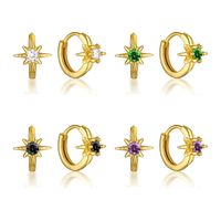 Cross-border Korea Multi-color Eight-pointed Star Copper Ear Buckle main image 2