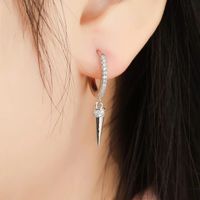 European And American Entry Lux Sterling Silver Needle Ins Geometric Cone Micro Inlaid Zircon French Style Ear Clip Fashionable Earrings Female main image 5