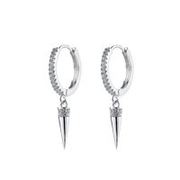 Européen Et Américain Entrée Lux Sterling Argent Aiguille Ins Géométrique Cône Micro Incrusté Zircon Français Style Oreille Clip Boucles D'oreilles À La Mode Femelle main image 6