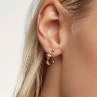 Micro-inlaid Irregular Colored Zircon Earrings Fashion C-shaped Ear Hoop Earrings main image 3