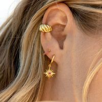 S925 Silver Needle Minimalist Eight-pointed Star Female Earrings main image 3