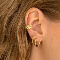Cross-border Hot Selling Twill Woven 18k Gold Ear Clip Retro Non-pierced European And American Cold Style Ear Clip Copper Earrings main image 3