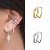 European And American Single Green Copper 18k Gold Plating Ear Clip Creative Style Fashion Double-layer Diamond Cross Non-pierced Earrings For Women main image 5