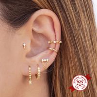 Korean Style Simple Three Zircon Hanging Ear Chain Earrings Temperament Party Ear Jewelry main image 4