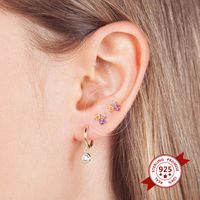 European And American Sterling Silver Needle Simple Fashion All-match Creative Style Ins Stud Earrings Women's Micro-inlaid Round Colorful Crystals Earrings Earrings main image 4