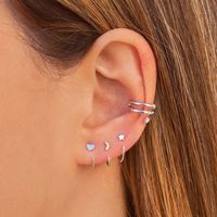 Fashion Heart-shaped White Fungus Hook Semicircular Copper Earrings main image 4