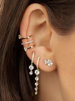 Zircon Micro-inlaid Double Layer 18k Ear Bone Clip Fashion Design Line Sense Non-pierced Copper Earrings main image 4