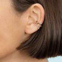 Zircon Micro-inlaid Double Layer 18k Ear Bone Clip Fashion Design Line Sense Non-pierced Copper Earrings main image 5