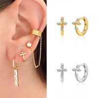 European And American Minimalist Cross Copper Ear Buckle Design Sense Ear Buckle main image 5