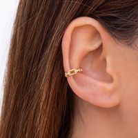 Fashion Single New Flashing Diamond Copper Ear Clip Geometric Hollow Ear Bone Clip Without Pierced Female main image 4