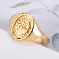 Européen Et Américain Nouveau Filles Avatar Rétro Anneau 3d Relief Concave-convexe Madame Ring Portrait Anneau D'une Seule Pièce Dropshipping main image 4