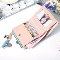 Nueva Cartera Para Mujer Hengshang Estilo Coreano Corto Moda Vertical Cruz Patrón Borla Cremallera Monedero Una Pieza Dropshipping main image 6