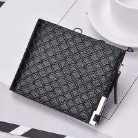 Men's Wallet Multiple Card Slots Wallet Short Business Plaid Horizontal Coin Purse Zipper Wallet Wallet Men's Card Holder main image 6