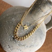 Double-layer Chain Star Five-pointed Star Necklace Clavicle Chain Titanium Steel main image 1