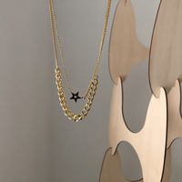 Double-layer Chain Star Five-pointed Star Necklace Clavicle Chain Titanium Steel main image 3