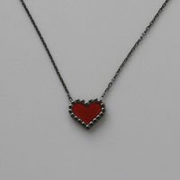 Vampire Red Heart Black Wine Red Love Necklace Clavicle Chain Titanium Steel Plated Black Student Lolita Style main image 5