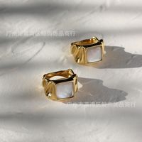 Cuban Square Shell Retro Casting Niche Wide Version New Style Titanium Steel 18k Gold Plated Ring main image 3
