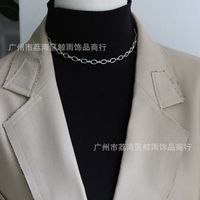 Korea Simple Function Chain Chain Choker Necklace Short Chain Necklace Titanium Steel main image 5
