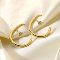 Fashion All-match Stainless Steel 14k Gold Personality C-shaped Hook Earring main image 1