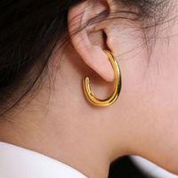Fashion All-match Stainless Steel 14k Gold Personality C-shaped Hook Earring main image 3