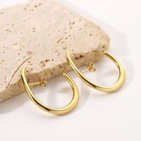 Fashion All-match Stainless Steel 14k Gold Personality C-shaped Hook Earring main image 4
