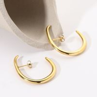 Fashion All-match Stainless Steel 14k Gold Personality C-shaped Hook Earring main image 5