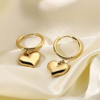 European And American Heart Pendant Ear Hoop Earrings Stainless Steel Ear Hoop main image 4