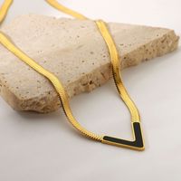 Collar De Oro De 18k De Acero Inoxidable Con Cadena Plana De Serpiente En Forma De V main image 5
