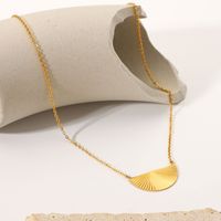 Neue 18k Vergoldete Edelstahlhalskette Goldener Fächerförmiger Split-blumen-anhänger-halskettenschmuck main image 4