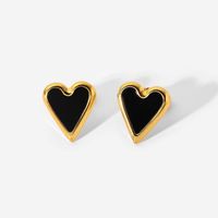 1 Pair Fashion Heart Plating Inlay Stainless Steel Shell Gold Plated Ear Studs main image 2