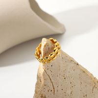 18 Karat Gold Edelstahl Ring Doppel Oval Erbsen Offener Ring Mode Ring Unabhängige Verpackung main image 3