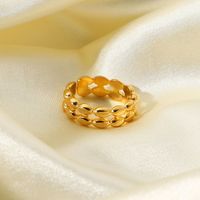 18 Karat Gold Edelstahl Ring Doppel Oval Erbsen Offener Ring Mode Ring Unabhängige Verpackung main image 4