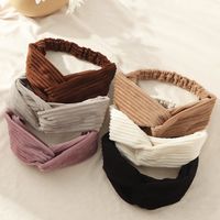 Korean Style Headband Knitting Cross Solid Color Stripes Sports Accessories Headband Winter Hair Accessories main image 1