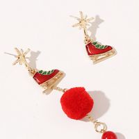 Creative Trend Long Hair Ball Dripping Oil Christmas Earrings European And American Holiday Earrings main image 3