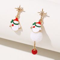 Creative Trend Long Hair Ball Dripping Oil Christmas Earrings European And American Holiday Earrings main image 5