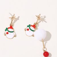 Creative Trend Long Hair Ball Dripping Oil Christmas Earrings European And American Holiday Earrings main image 6