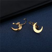 Stainless Steel Moon Ear Buckle Steel Ornaments Wholesale Simple 18k Golden Glossy Crescent Ear Buckle Earrings main image 5