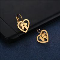 Stainless Steel Earrings Wholesale Love Lovers Hollow Gold Ear Clip Simple Heart-shaped Boys And Girls Kissing Earrings main image 3