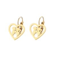 Stainless Steel Earrings Wholesale Love Lovers Hollow Gold Ear Clip Simple Heart-shaped Boys And Girls Kissing Earrings main image 6
