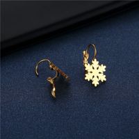Stainless Steel Snowflake Earrings Glossy Laser Cut 18k Gold Earrings Christmas Ice Flower Earrings main image 5